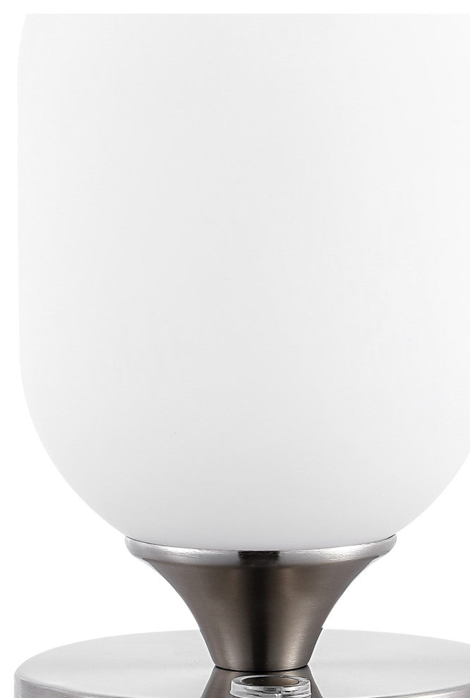 Eli 8" Bohemian Farmhouse Iron Rechargeable Integrated LED Table Lamp, Nickel