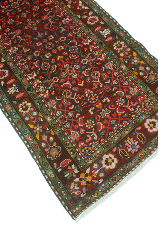 Fine Vintage Distressed Bennet Charcoal/Burgundy Runner, 3'2 x 9'6