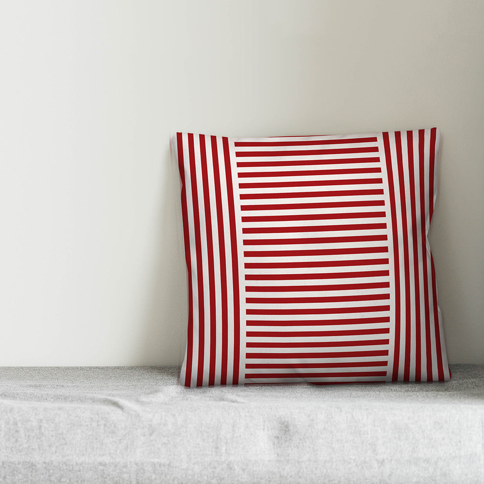 Red Farmhouse Stripes 18"x18" Throw Pillow