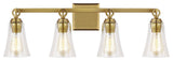 Monterro 4-Light Vanity, Burnished Brass