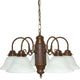 5 Light Chandelier Old Bronze and Alabaster Glass