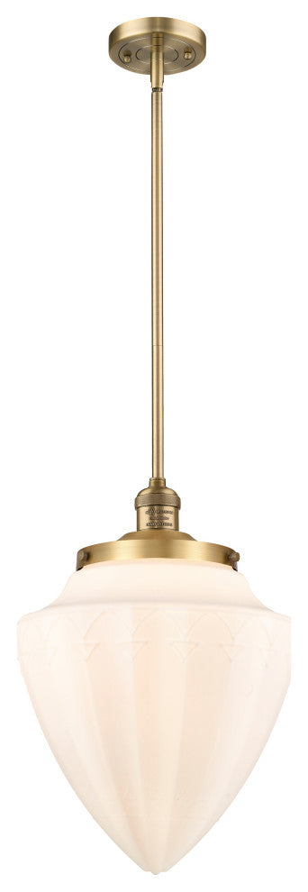 Large Bullet 1 Light Mini Pendant, Brushed Brass, Matte White