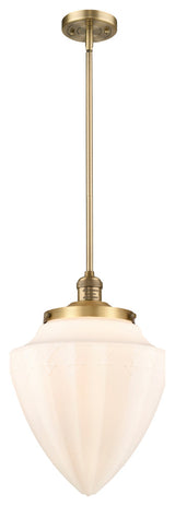 Large Bullet 1 Light Mini Pendant, Brushed Brass, Matte White