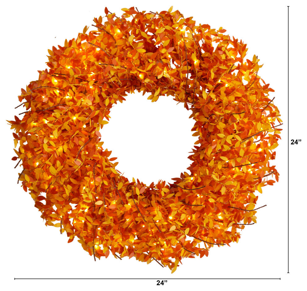 24" Harvest Fall Pre-Lit Wreath With 100 Micro Dot LED Lights
