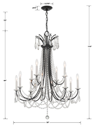 Karrington 12-Light Matte Black Chandelier