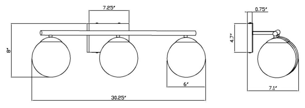 3-Light Bath Vanity Light, Soft Gold