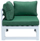 LeisureMod Chelsea 6-Piece Patio Conversation Set, White Aluminum, Green