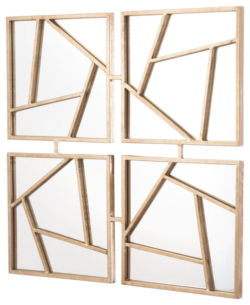Frame Wall Mirror, Glass, Steel Metal, Gold, Bedroom Living