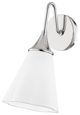 Mara 1-Light Wall Sconce, Polished Nickel, White