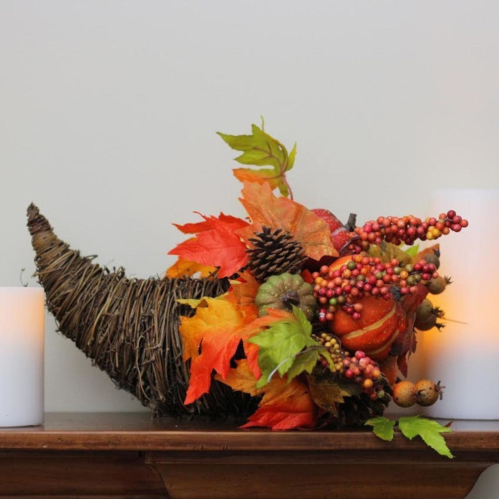 16" Autumn Harvest Leaf Grapevine Thanksgiving Decor