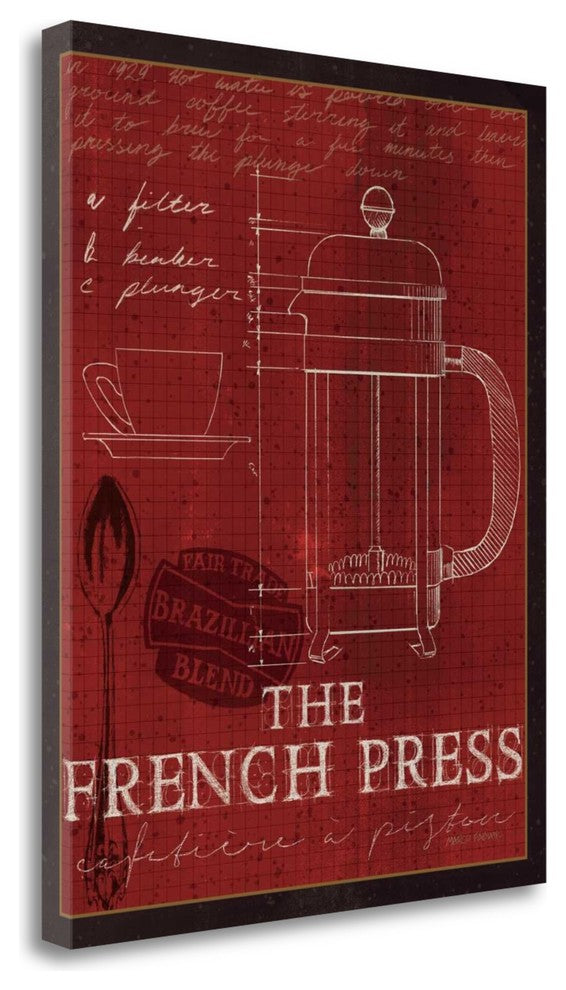 "Coffee Blueprint I V2" By Marco Fabiano, Giclee Print on Gallery Wrap Canvas