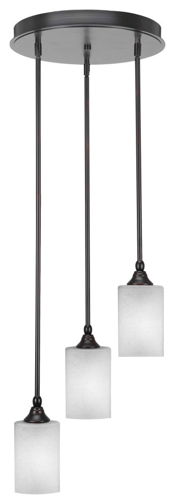 Empire 3-Light Cluster Pendalier, Espresso/Square White Muslin