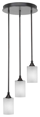 Empire 3-Light Cluster Pendalier, Espresso/Square White Muslin