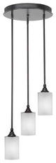 Empire 3-Light Cluster Pendalier, Espresso/Square White Muslin