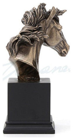 Horse Head Bust On Black Base Statue By Veronese Design