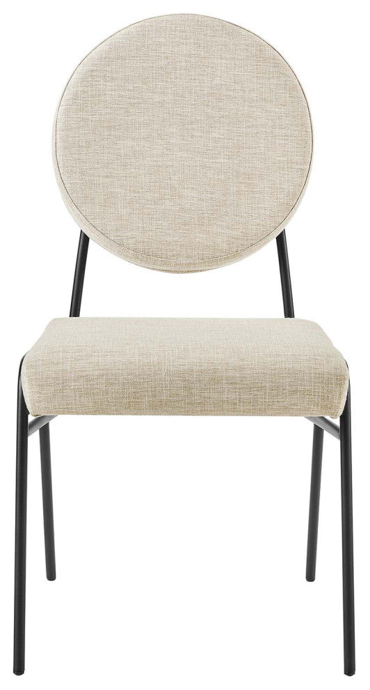 Craft Upholstered Fabric Dining Side Chairs, Set of 2, Black Beige
