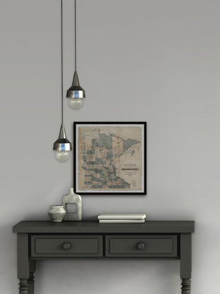 "Minnesota Township Map" Framed Painting Print, 18x18