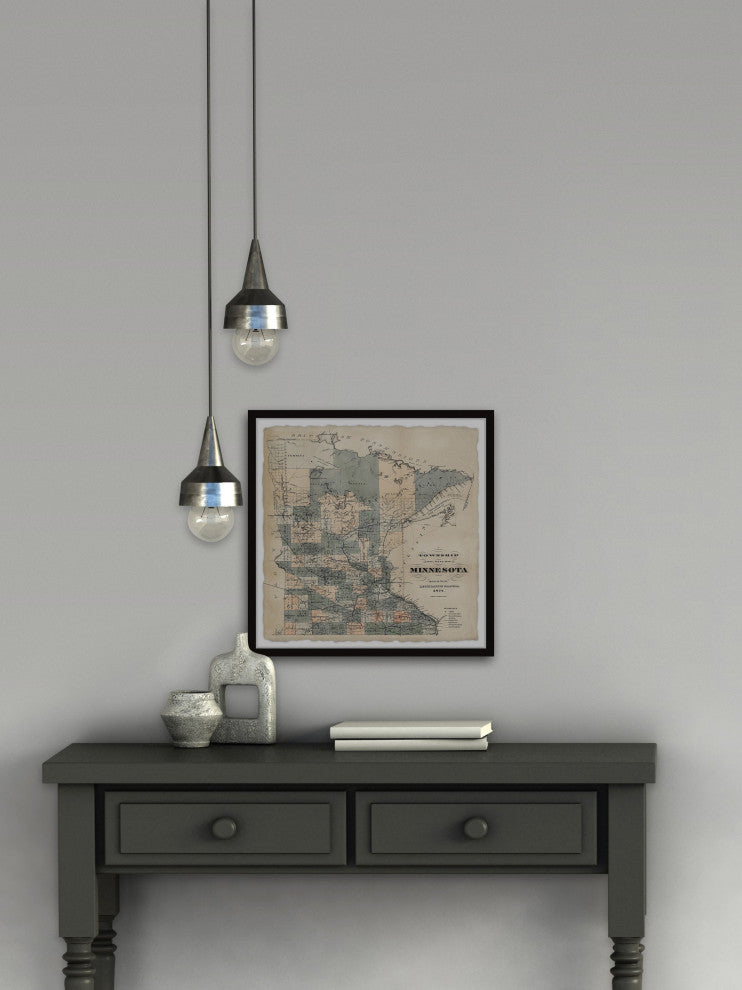 "Minnesota Township Map" Framed Painting Print, 18x18