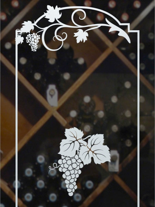 Wine Door - Grape Cluster Grape Ivy - Primed - 28" x 84" - Knob on Right -...