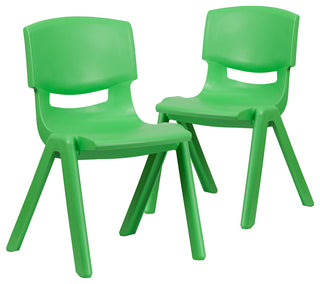 2 Pack Plastic Stackable School Chair with 15.5" Seat Height, Green