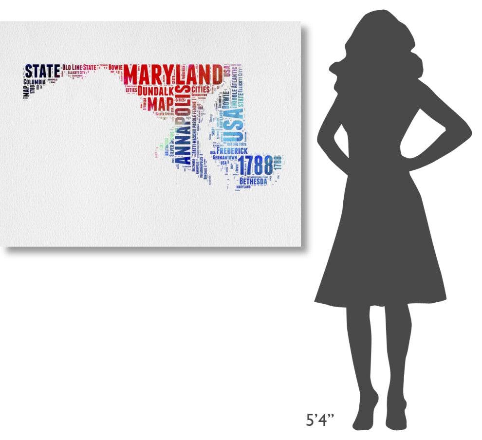 "Maryland Watercolor Word Cloud" Fine Art Print