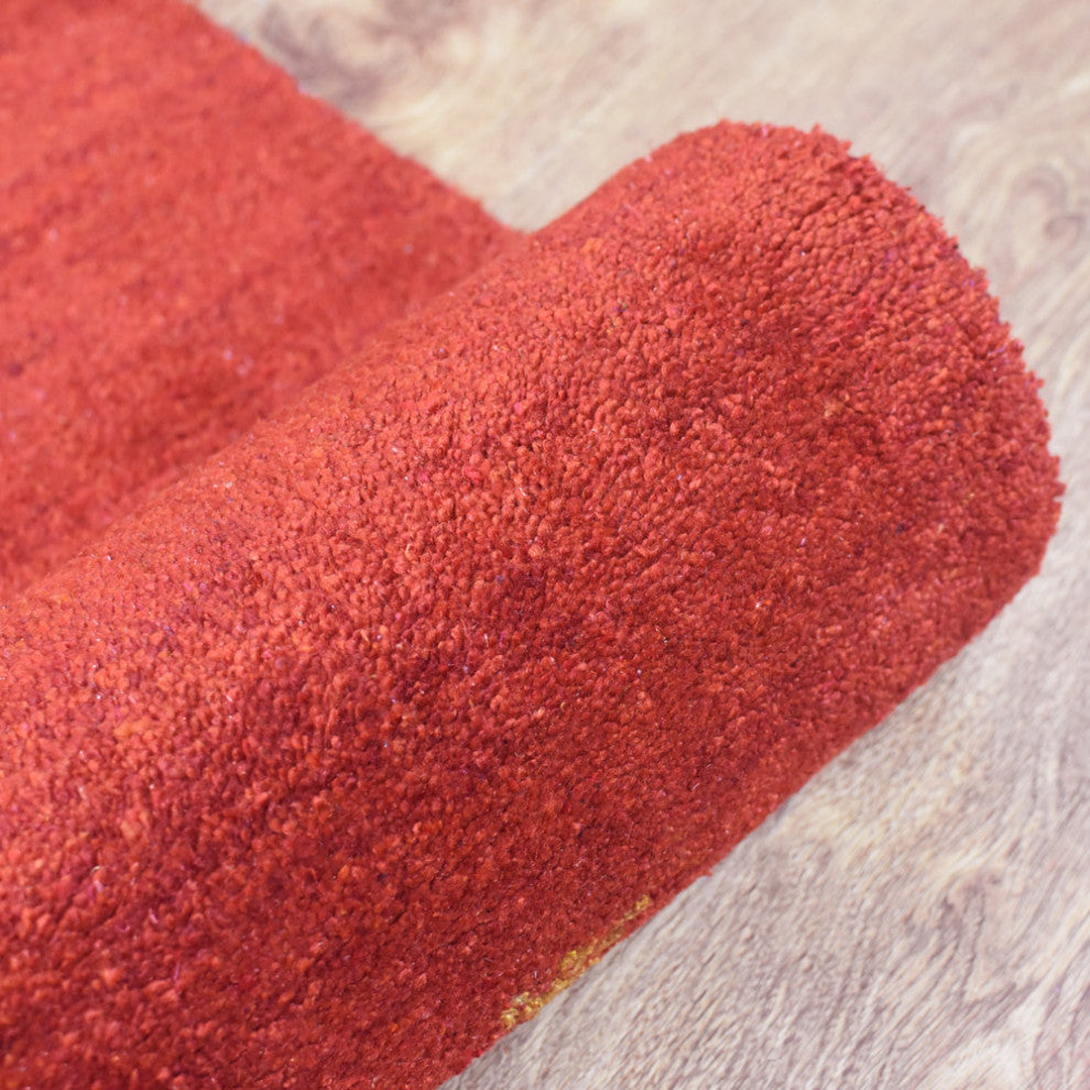 HAND KNOTTED LOOM SILK ECO-FRIENDLY AREA RUGS -8'x10',Rectangle,Red,Contemporary