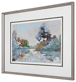 Morning Lake Watercolor Framed Print