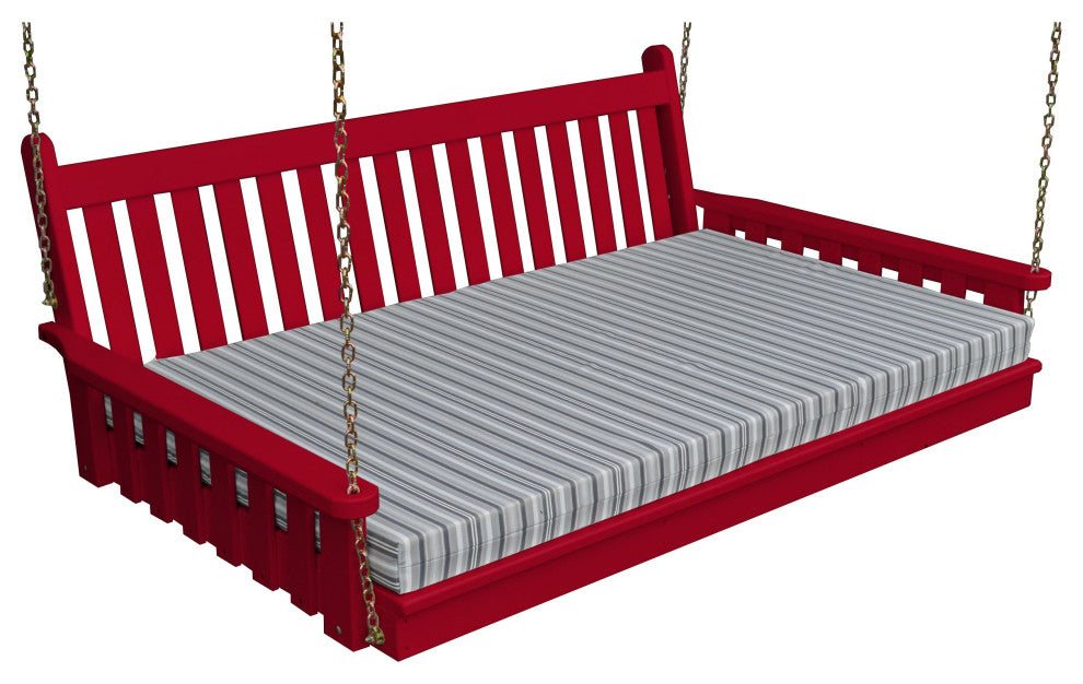 Pine Traditional English Swingbed, Tractor Red, 75 Inch