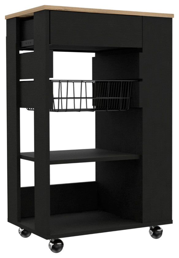 Kitchen Cart Sonex, Kitchen, Black / Light Oak