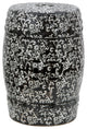 18" Black and White Floral Porcelain Garden Stool