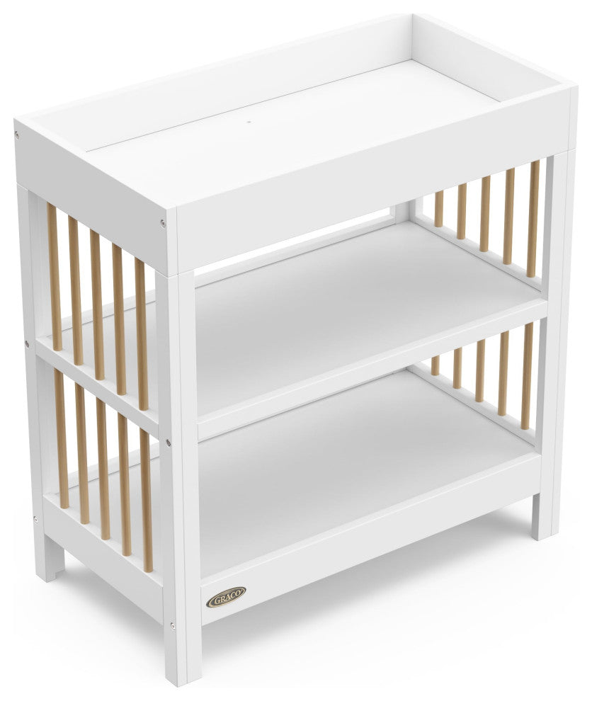 Graco Teddi Changing Table With Water-Resistant Changing Pad, White/Driftwood