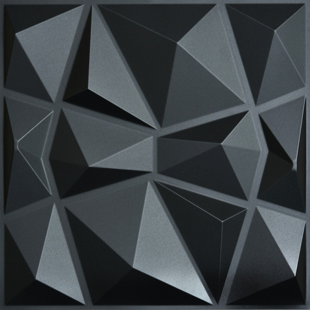 19.7"x19.7" Textures 3D Decorative Wall Panels Diamond Design, Set of 12, Black