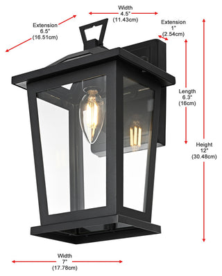 Home Living 7" Outdoor Wall Sconce, Black