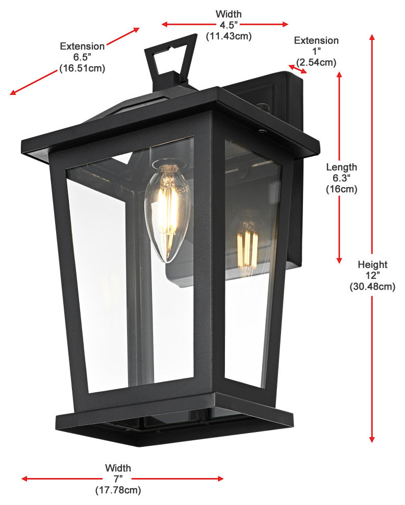 Home Living 7" Outdoor Wall Sconce, Black