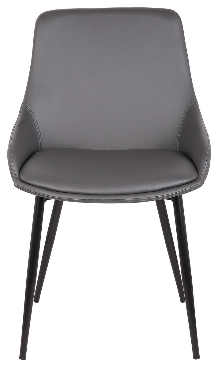 Mia Contemporary Dining Chair With Black Powder Coated Metal Legs, Gray