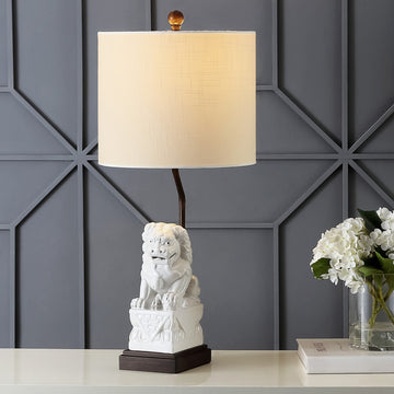 Guardian Lion 27.5" Ceramic Classic LED Table Lamp, White