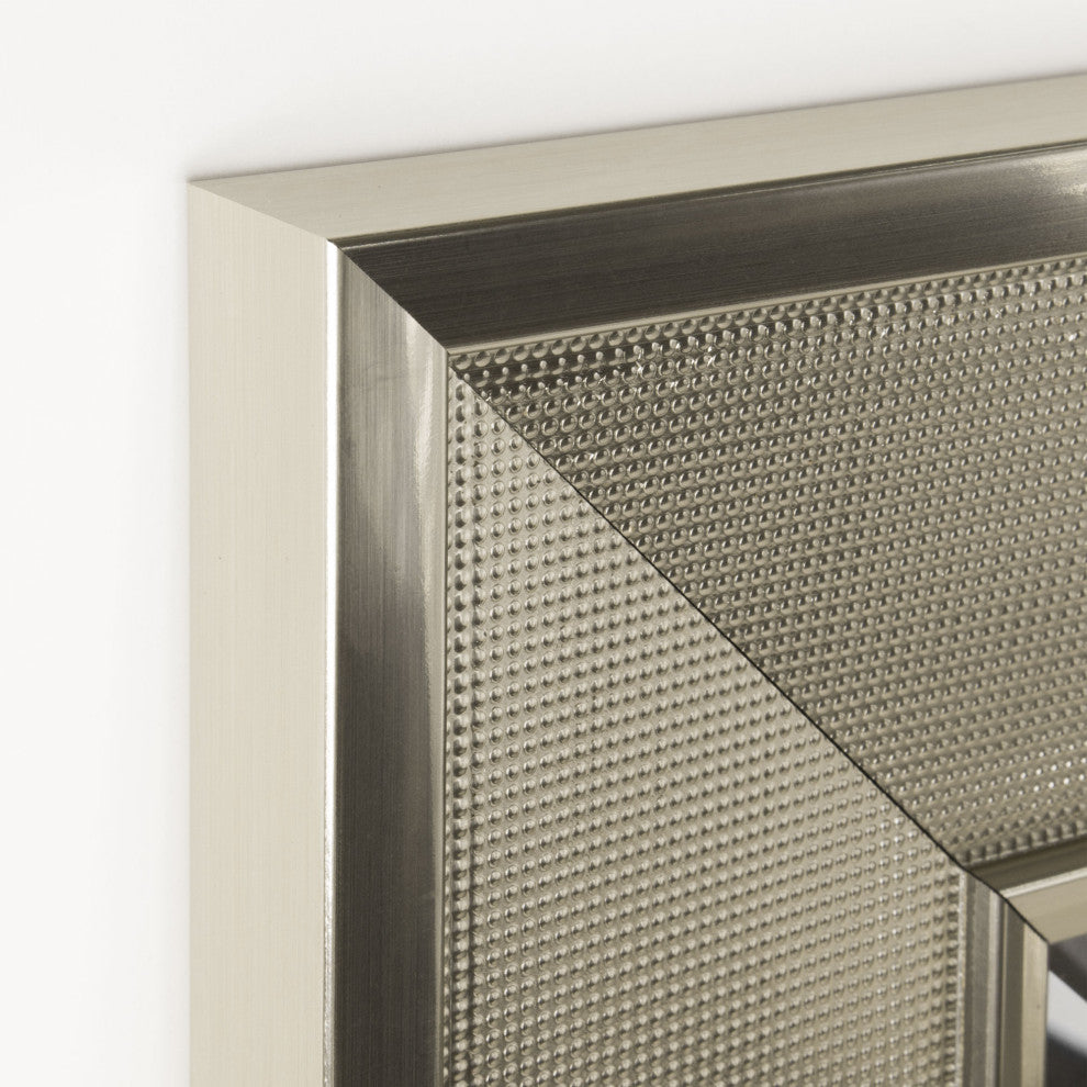 Head West Brushed Nickel Pave Textured Framed Wall Mirror - 25" x 31"