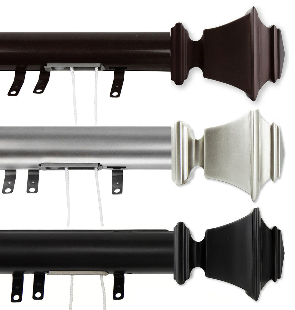 Lucent Decorative Traverse Rod With Sliders 30"-48" Black, Black, 66-120"