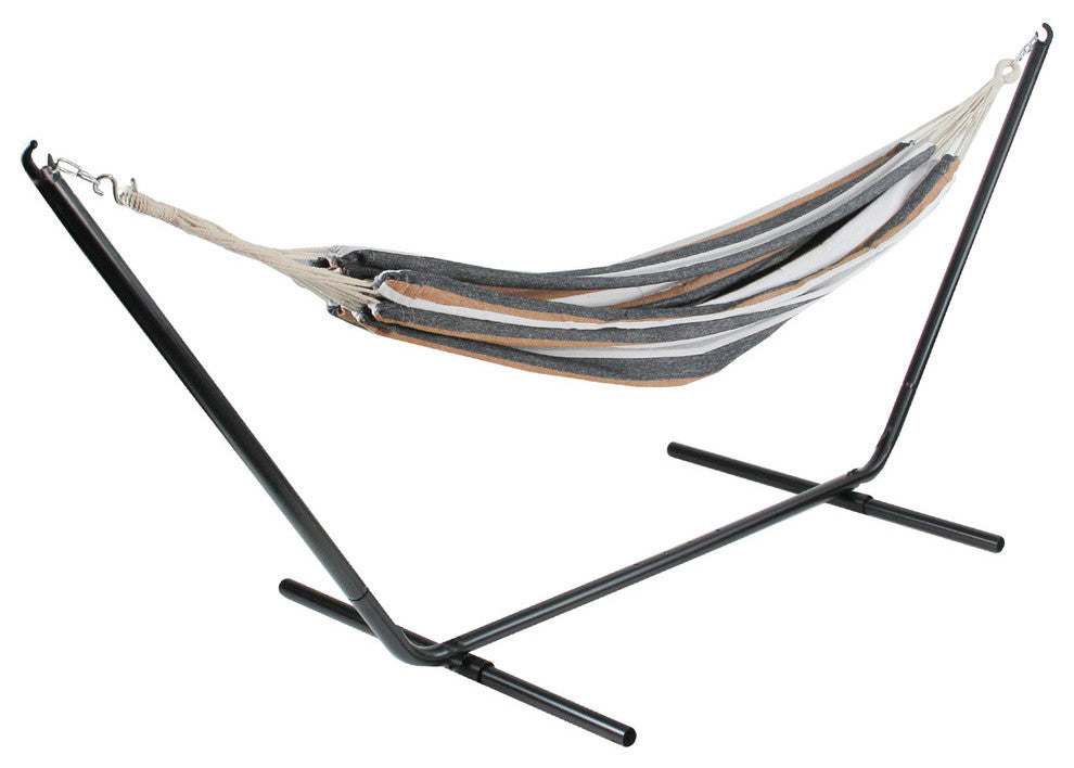 Striped Woven Cotton Double Brazilian Hammock, Neutral