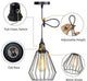 Vintage Industrial Pendant Light Adjustable Black Cage Hanging Lighting