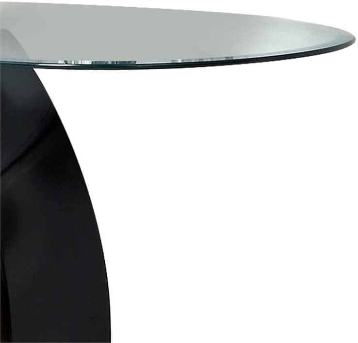 Benzara BM207924 Contemporary Glass Top Sofa Table with O Shape Base, Black