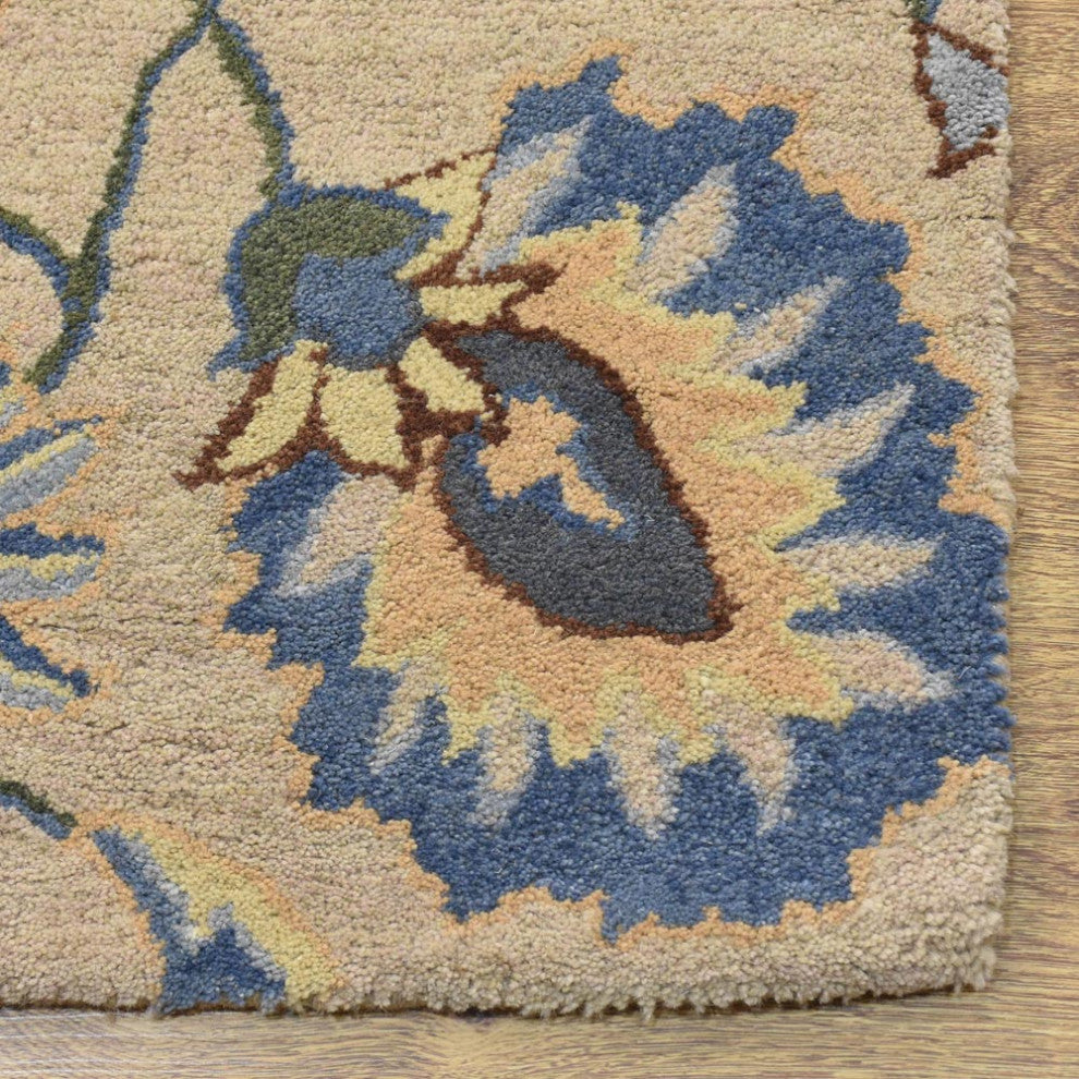 HAND TUFTED WOOL ECO-FRIENDLY AREA RUGS- Runner,Cream,Floral