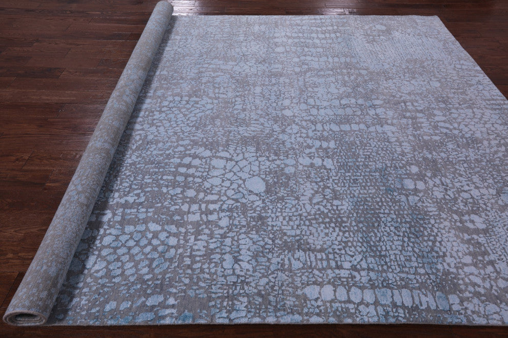 Contemporary Handmade Wool and Silk Rug 8' 0" X 9' 10" Q6694