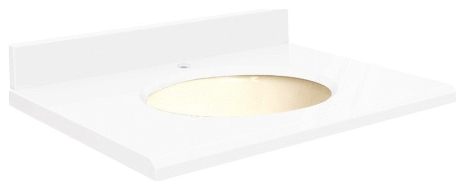 Quartz 49"x22" Vanity Top, Single Faucet Hole, Nano Crystal, Biscuit Bowl