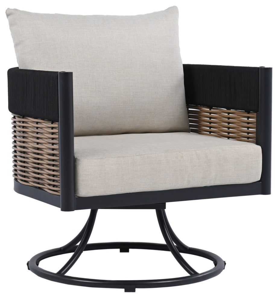 Safavieh Harrison Indoor-Outdoor Swivel Chair, Black/Taupe