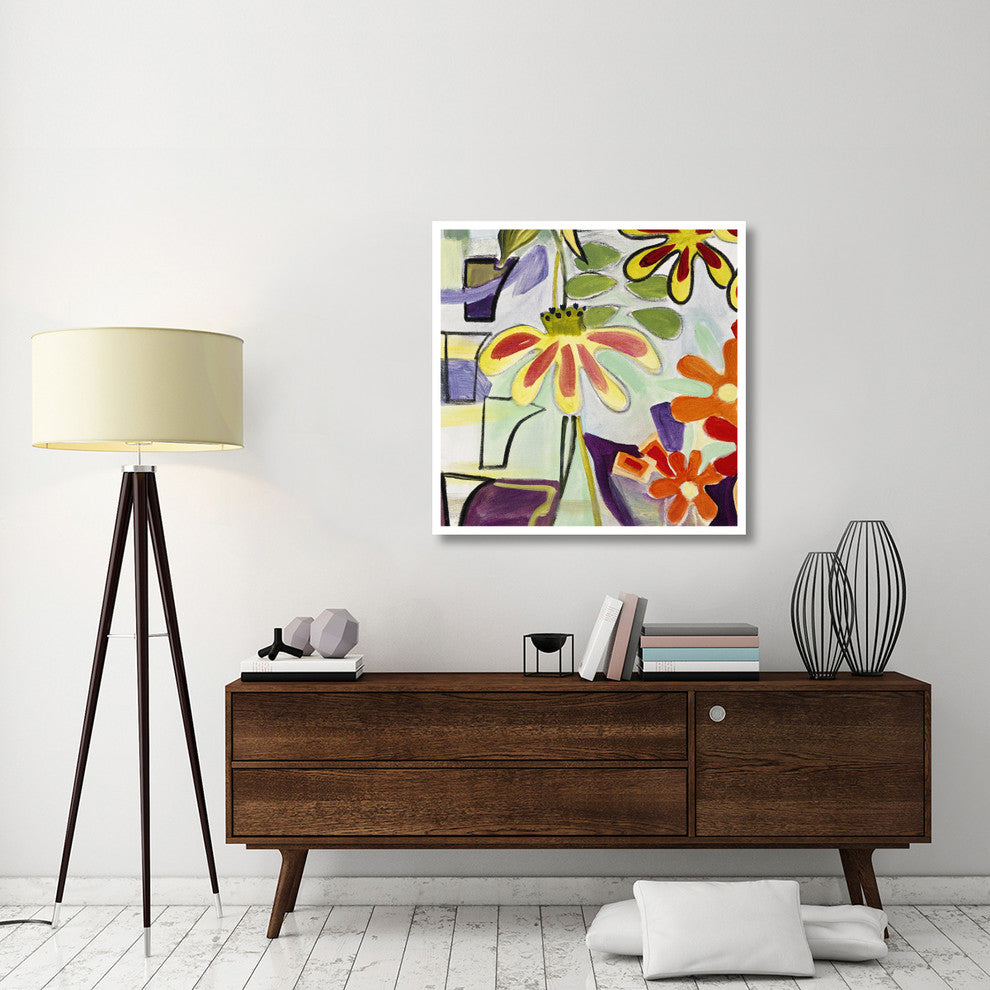 "Happy Snappy Garden BL" Digital Paper Print by Joan Elan Davis, 38"x38"