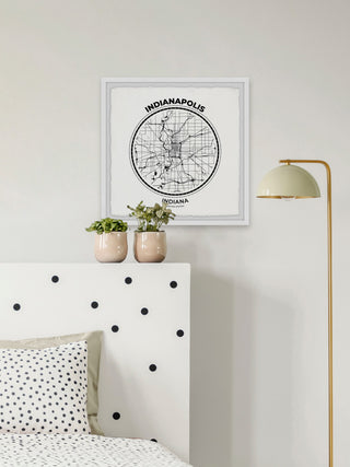 "Indianapolis Outline Map" Framed Painting Print, 32x32