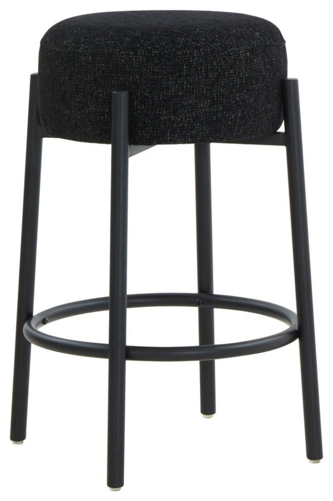 Safavieh Couture Paisleigh Boucle Metal Leg Counter Stool, Black/Black