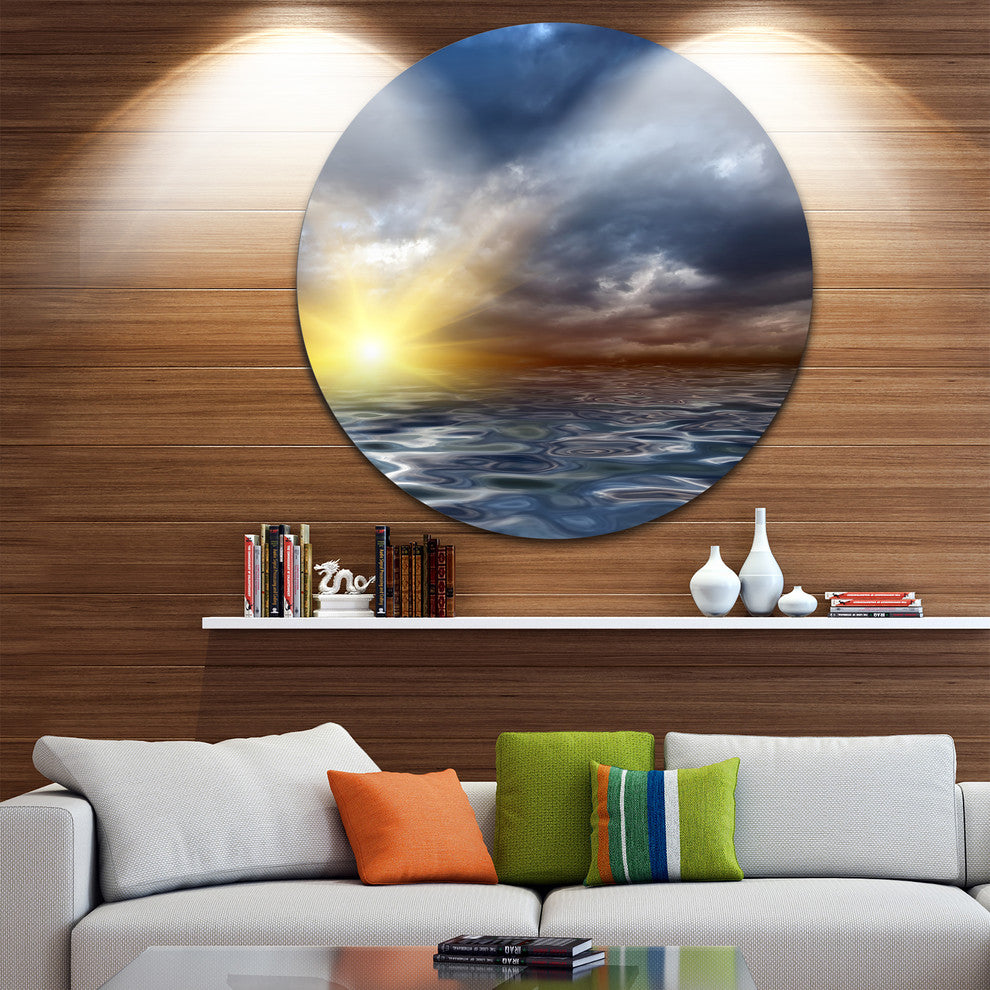 Incredible View Of Typical Sunrise, Seashore Round Wall Art, 11"