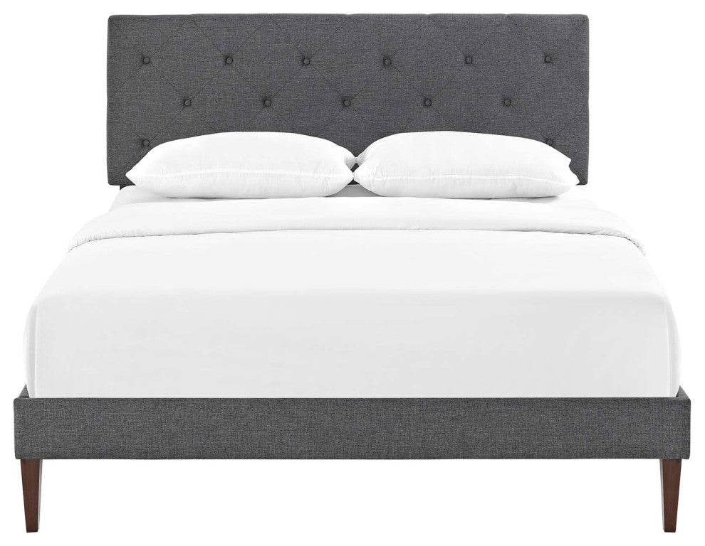 Modway Tarah" Queen Platform Bed With Squared Tapered Legs, Gray